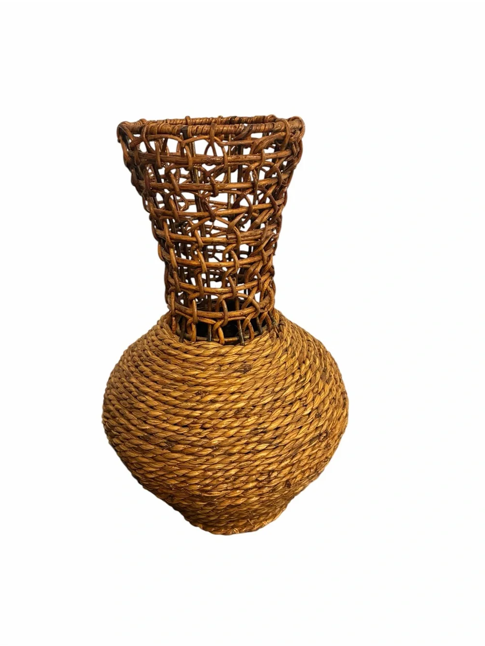 American Rope & Reed Handwoven Vase MCM